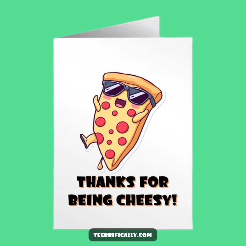 Thanks Free Printable Card: Cool Pizza Somersault Thanks Downloadable Gift