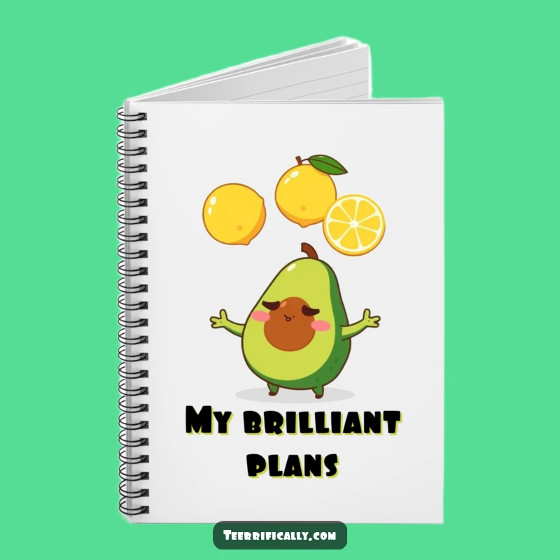 Funny Avocado Lemon Juggling Notebook - Determined Fruit Journal