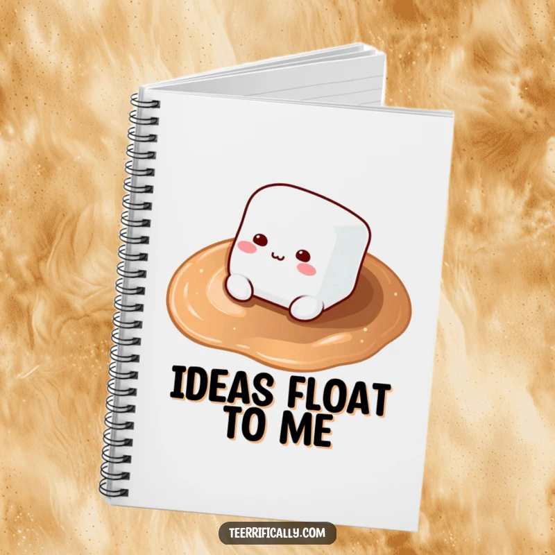 Funny Marshmallow Notebook: A marshmallow floats on hot cocoa, inspiring sweet thoughts and creative ideas.