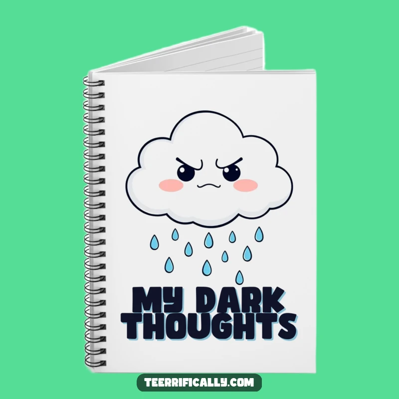 Funny Grumpy Cloud Notebook - Jot Down Ideas with Raining Happy Drops