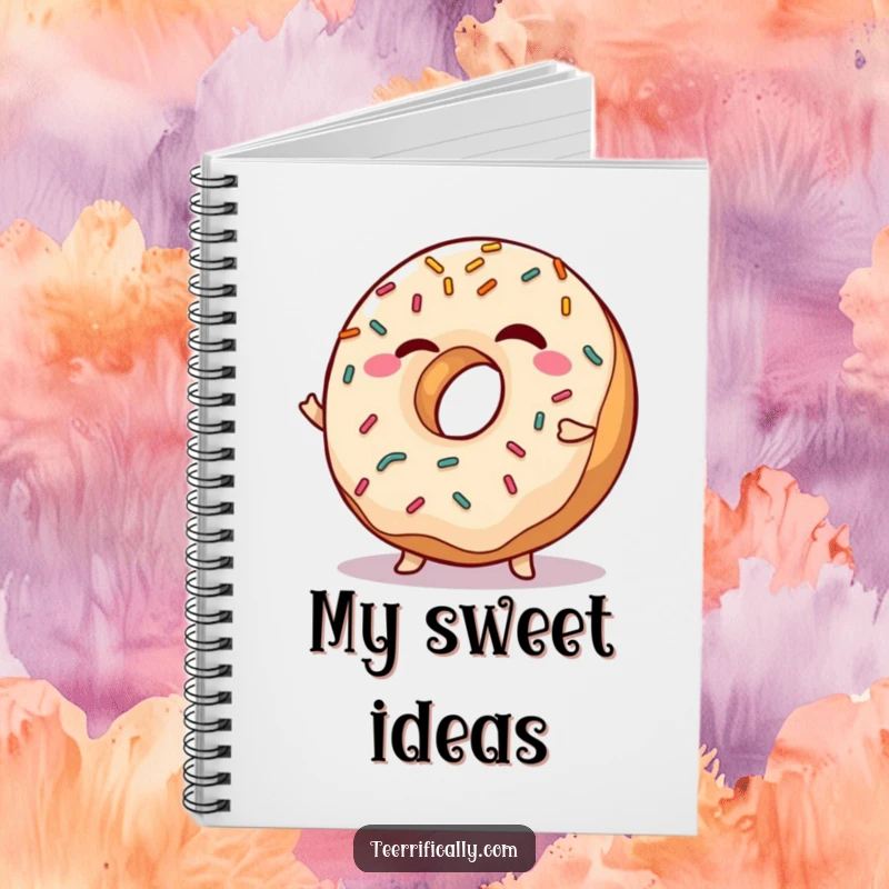 Funny Notebook cover with a winking donut and sprinkles shimmying, designed for noting down sweet and humorous thoughts.