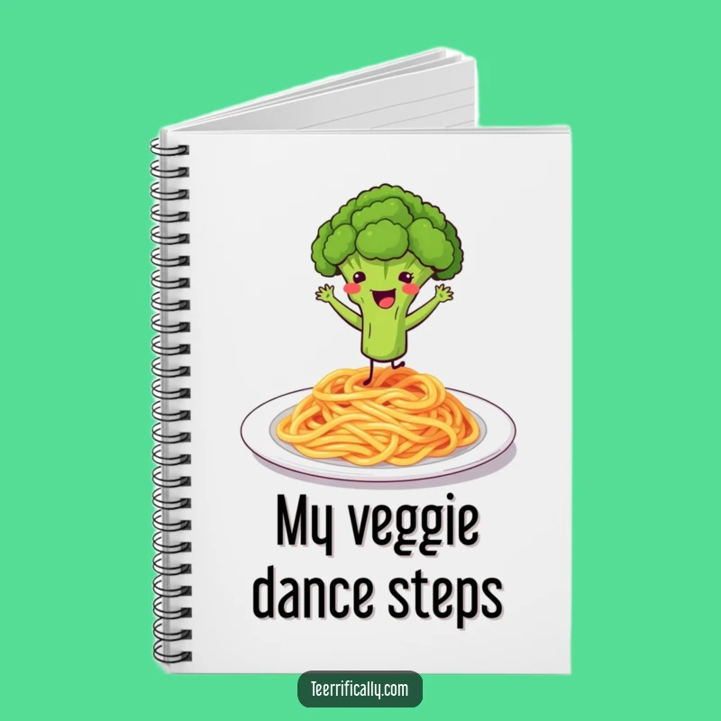 Funny Broccoli Spaghetti Dance Notebook - Journal Your Happy Thoughts Gift
