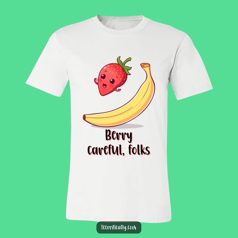 Funny Strawberry Balance T-Shirt: Cheeky Fruit Fails Tee!