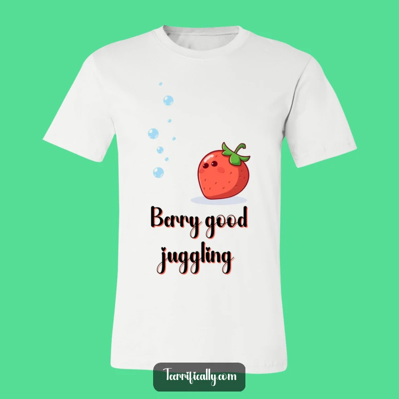 Funny Strawberry T-Shirt: Juggling Droplets, Fruity Vibes, Cool Gift