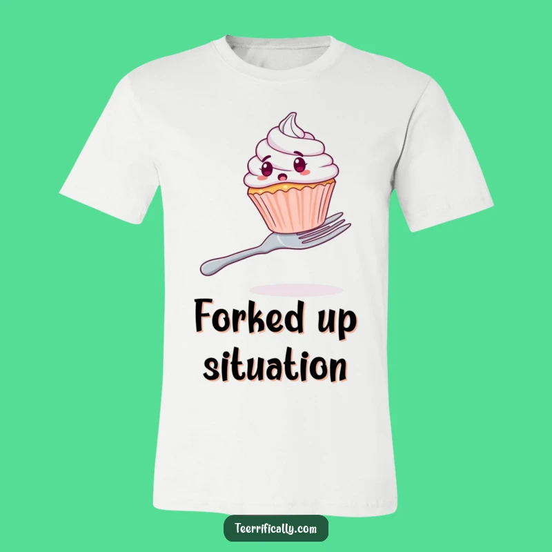 Funny Surprised Cupcake T-Shirt - Hilarious Dessert Mishap Tee for Foodie Fun