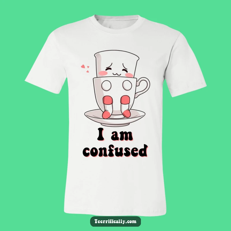 Funny Confused Teacup T-Shirt: Sock Shenanigans Tee, Ideal Funny Gift for Quirky Souls!