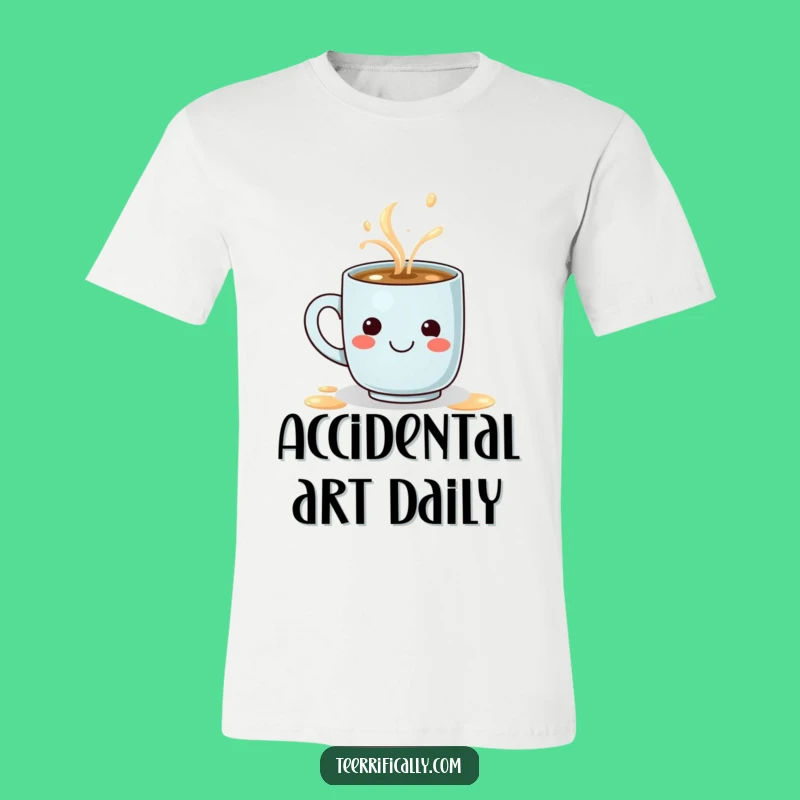 Funny Latte Spill Smiley Face T-Shirt - Wearable Morning Cheer Gift