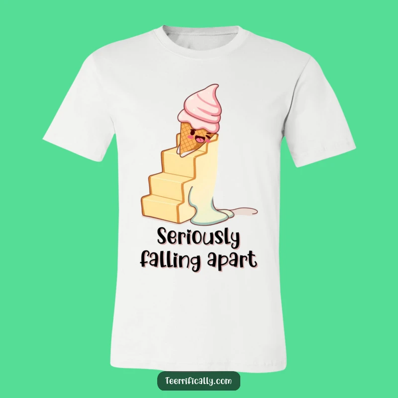 Funny Melting Ice Cream Toast Staircase T-Shirt - Quirky Foodie Apparel Gift