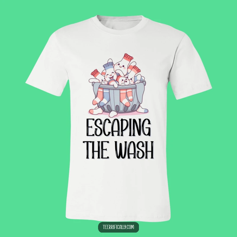 Funny Sock Escape T-Shirt: Giggling Pile Design, Great Humorous Gift