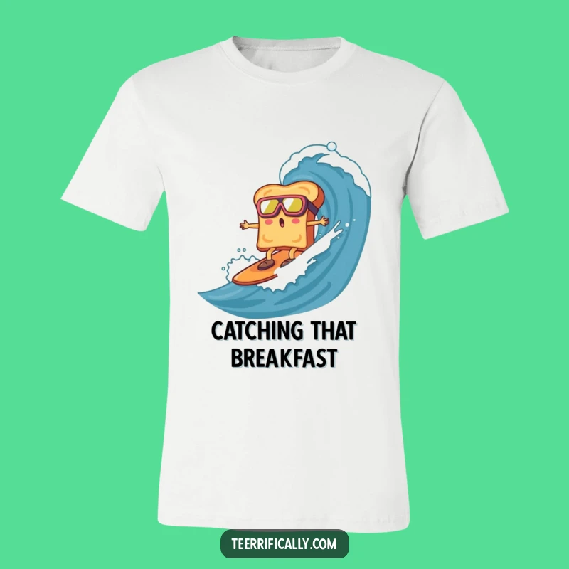 Funny Toast Surfing T-Shirt: Wear Your Breakfast Adventure with Hilarious Style