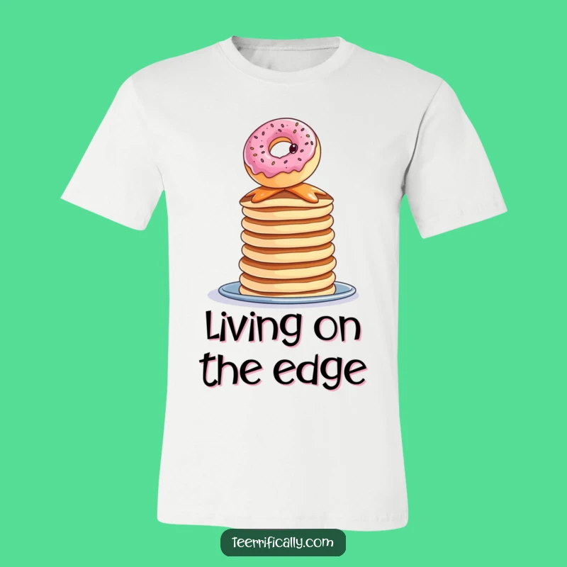 Funny Donut Pancake T-Shirt: Balancing Act Humor Tee, Ideal Funny Gift