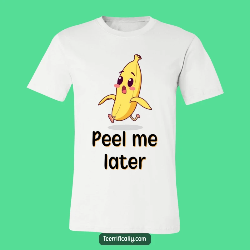 Funny Banana Running from Peel T-Shirt - Comedic Fruit Apparel