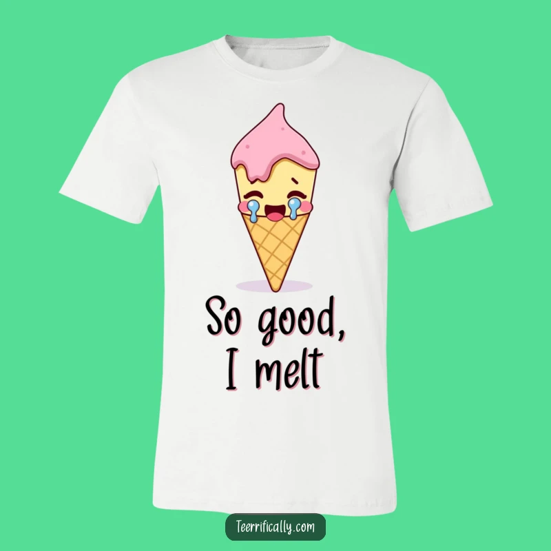 Funny Ice Cream Tear T-Shirt: Hilarious Cartoon Apparel for Overjoyed Sweet Tooths