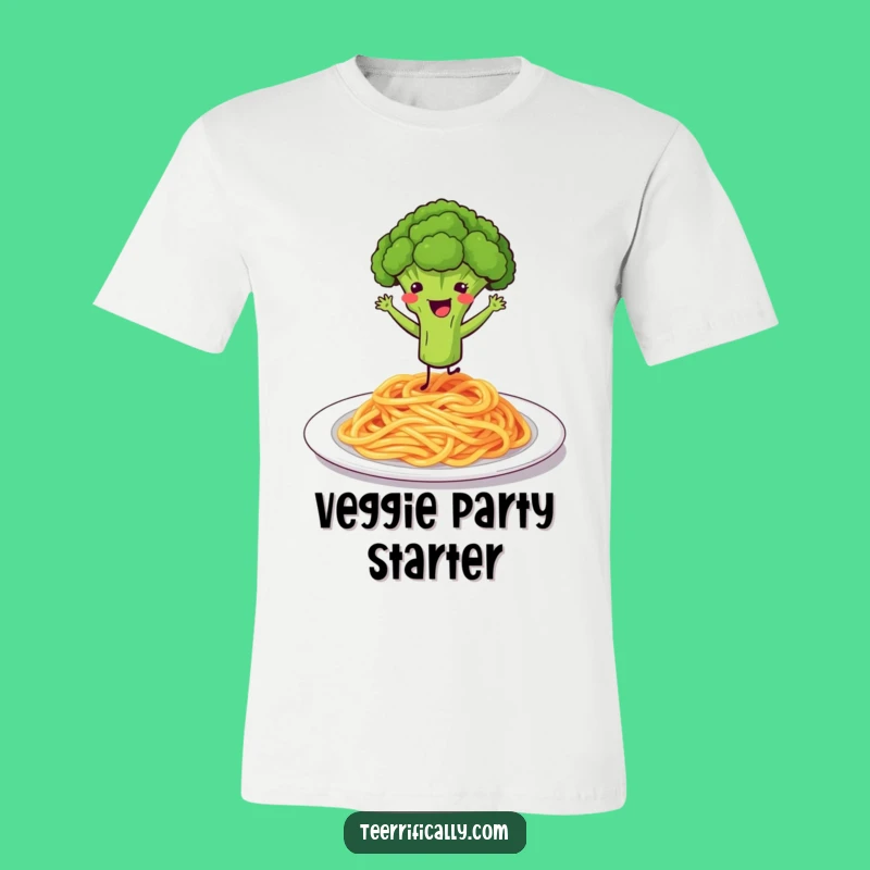 Funny Broccoli Spaghetti Dance T-Shirt - Quirky Food & Fitness Humor Gift
