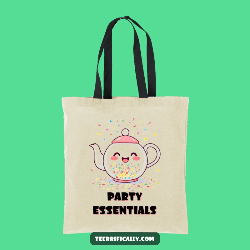 Funny Confetti Teapot Tote Bag: Joyful Celebration Art, Perfect Humorous Gift