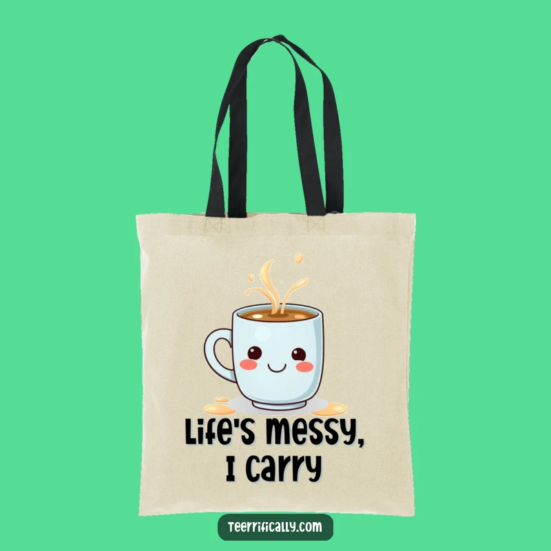 Funny Latte Spill Smiley Face Tote Bag - Carry Your Smiles Gift