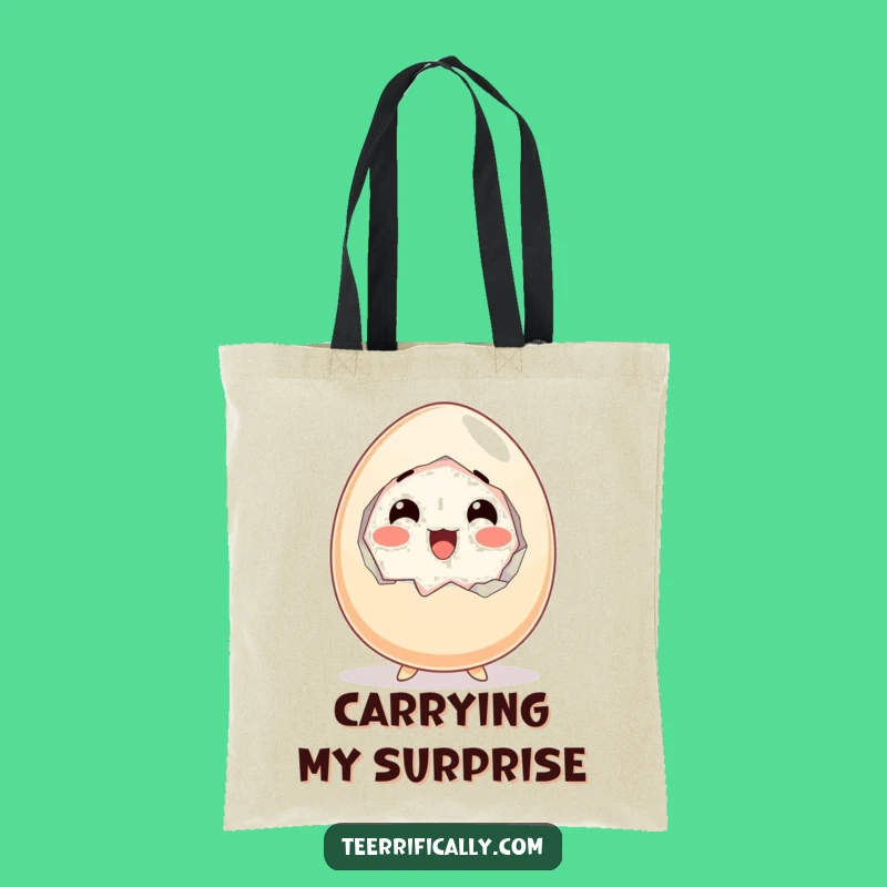 Funny Startled Egg Tote Bag - Hilarious Breakfast Accessory Gift