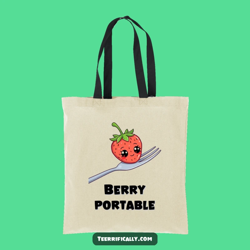 Funny Strawberry Googly Eyes Tote Bag - Quirky Fruit Art Carryall
