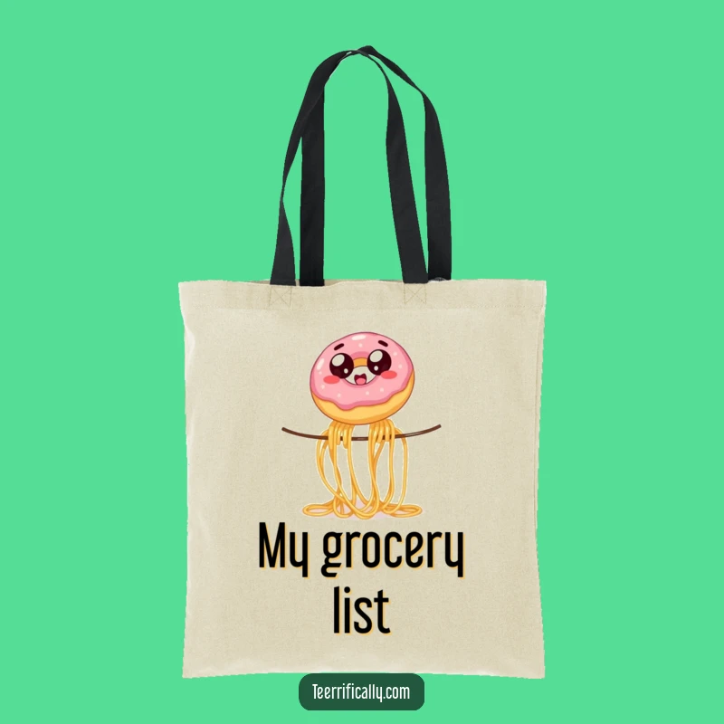 Funny Donut Spaghetti Tote Bag: Carry Your Day with Hilarious Dessert Vibes